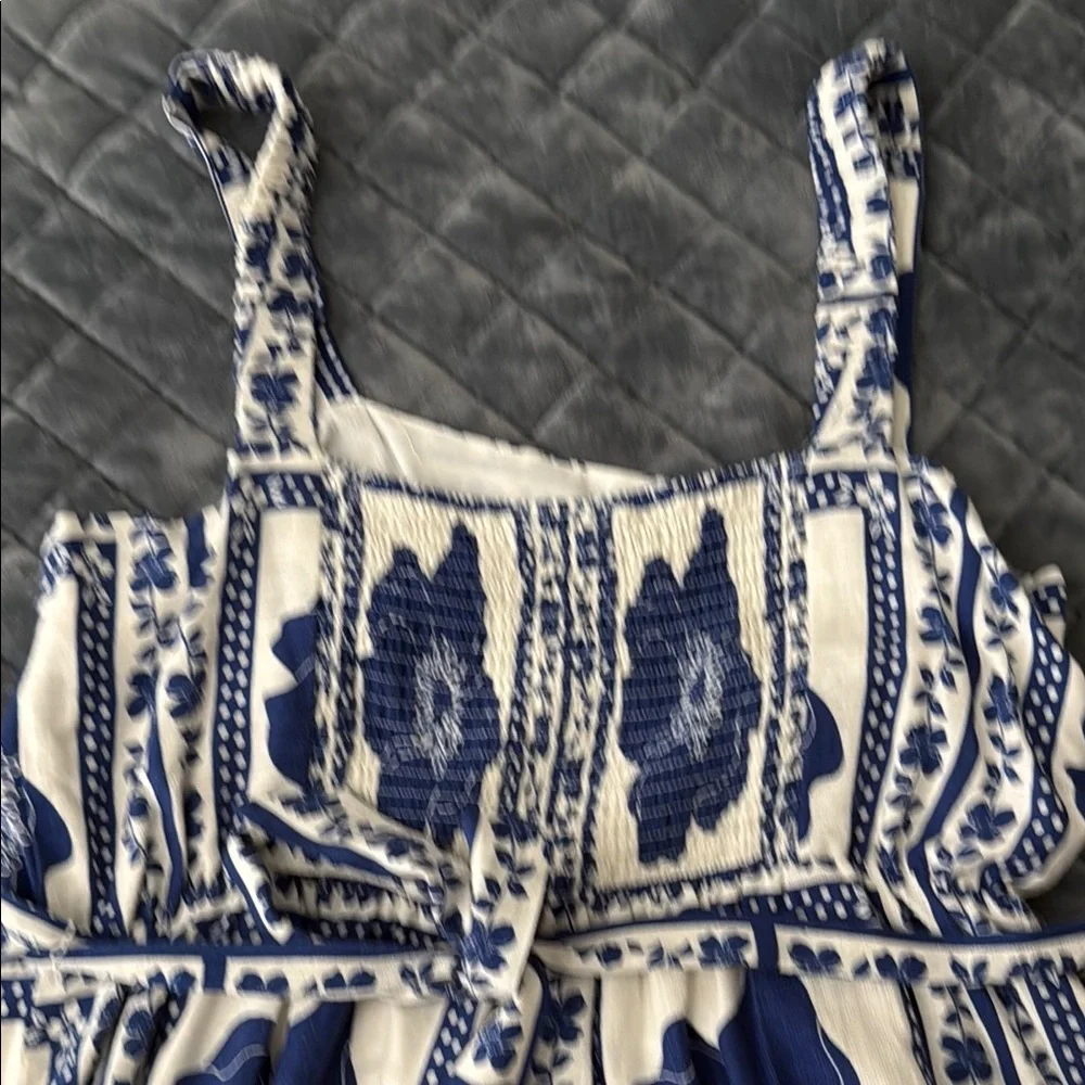 Draper James RSVP Navy and Cream midi dress floral embroidered look smocked XL - Picture 7 of 9